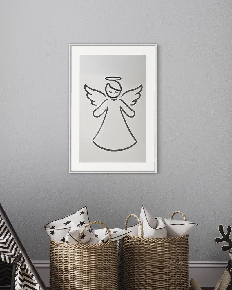 Quadro de Anjo P&B - IF018