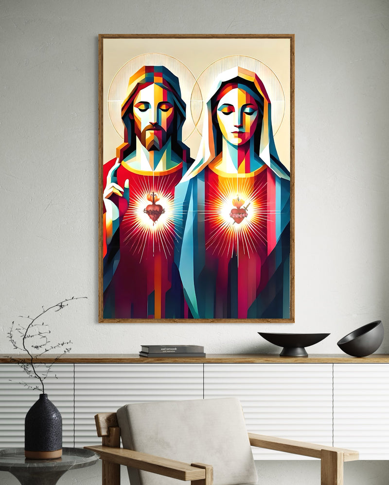 Quadro Sagrados Corações – Luz e Devoção - RD120