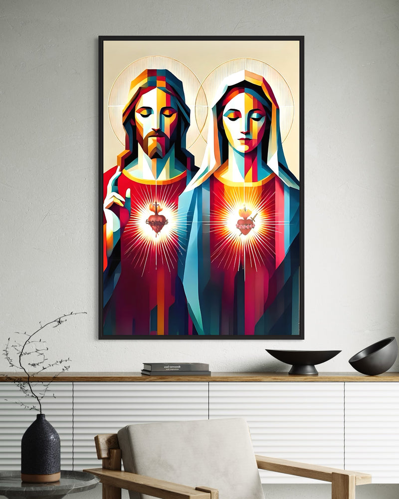 Quadro Sagrados Corações – Luz e Devoção - RD120