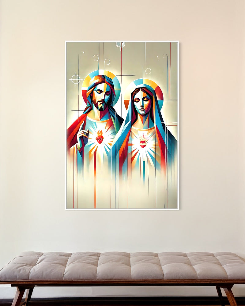 Quadro Sagrados Corações de Jesus e Maria – Devoção e Luz - RD122