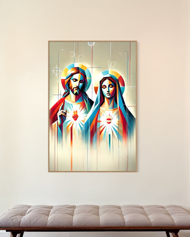 Quadro Sagrados Corações de Jesus e Maria – Devoção e Luz - RD122
