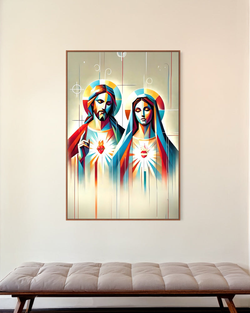 Quadro Sagrados Corações de Jesus e Maria – Devoção e Luz - RD122
