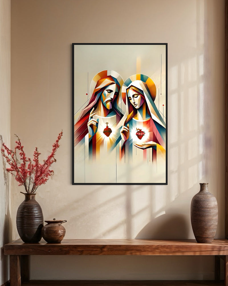 Quadro Sagrados Corações – Amor e Luz Divina - RD124